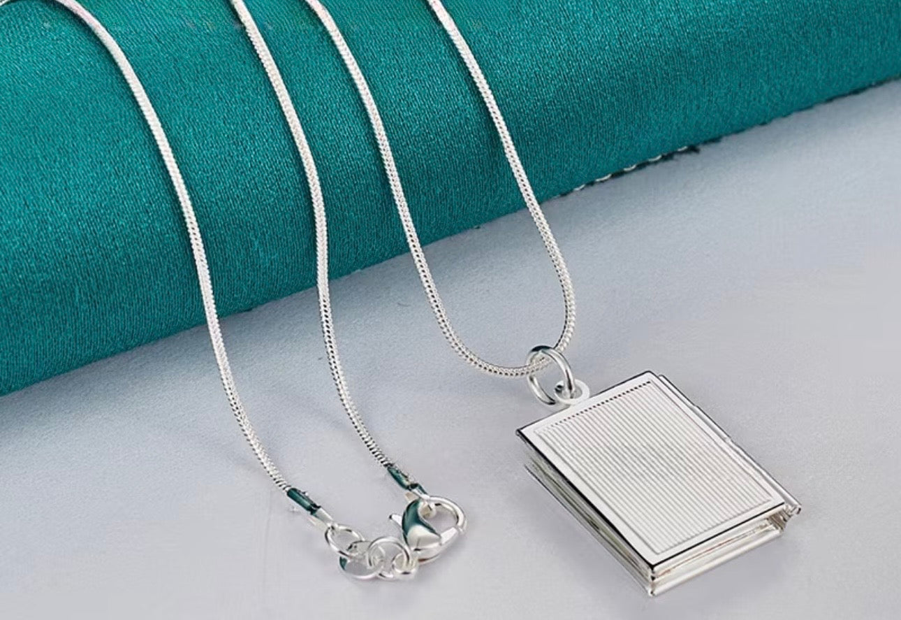 Silver Tone Bookish Locket