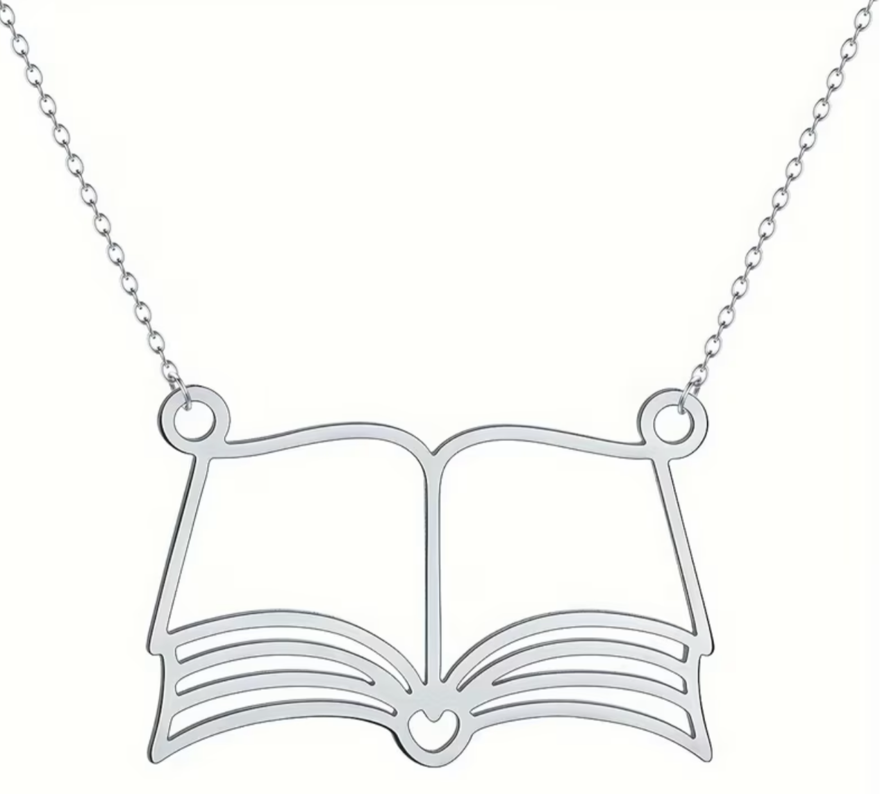 Open Book Hollow Necklace