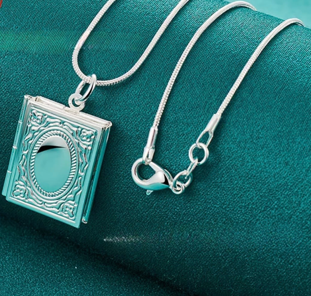 Silvertone Book Locket
