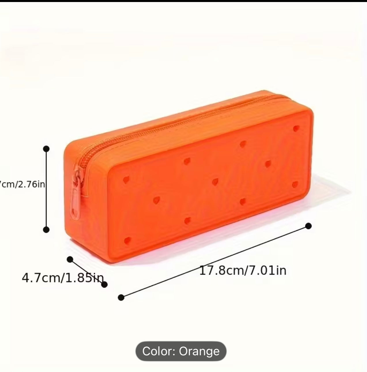 Orange Silicone Pencil Bag