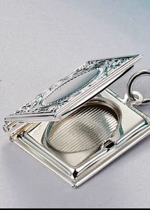 Silvertone Book Locket