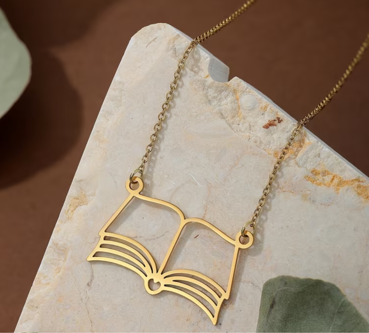Open Book Hollow Necklace